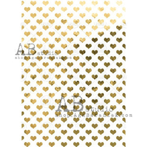 Gold Hearts Gilded Decoupage Rice Paper 0198 by ABstudio, A4