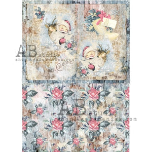 Shabby Pastel Blue Christmas Rice Paper 0365 by ABstudio, A4