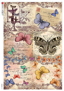 Animals 0122 Paper Designs Washi Paper, Butterflies, Cloche, Old Postcards