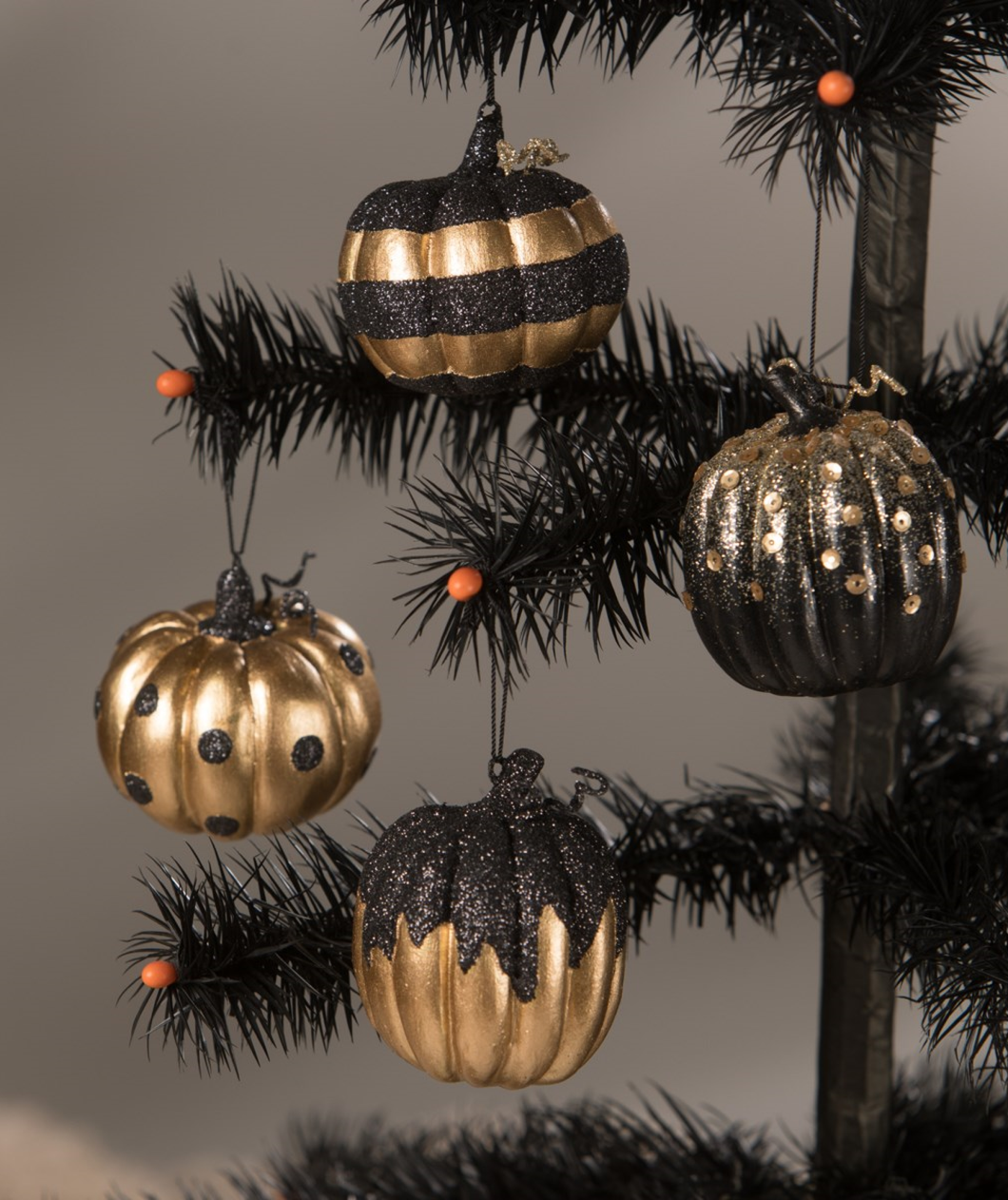 Bethany Lowe All Hallow's Eve Pumpkin Ornaments, Set of 4