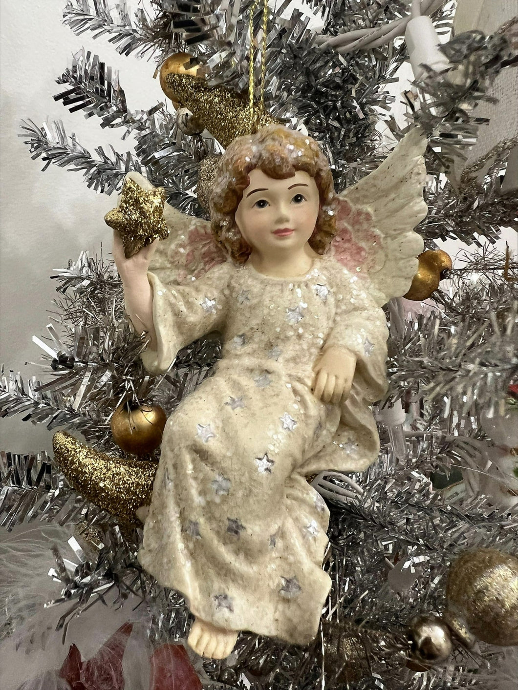Bethany Lowe Angel on Moon Ornament