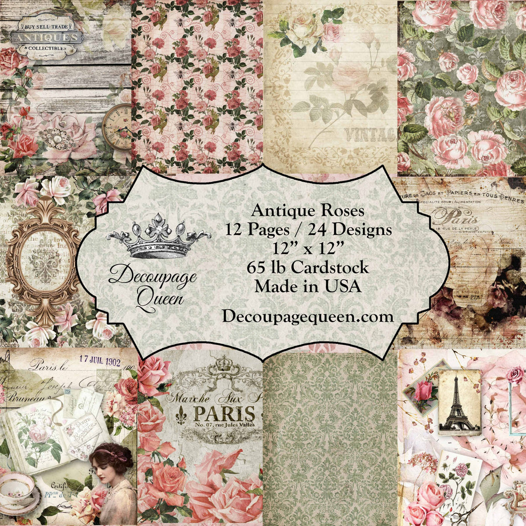 Antique Roses Scrapbook Collection by Decoupage Queen, 12x12, cover