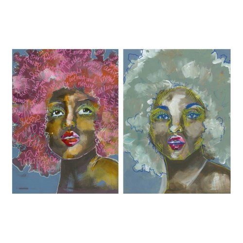 Beauty Blocks Decoupage Tissue Paper by Roycycled Treasures, Beautiful Woman Portrait by Lexi Grenzer