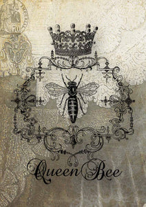 Bee Heirlooms Rice Paper by Decoupage Queen, A4 size, Bee, Lace, Crown
