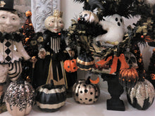 Load image into Gallery viewer, Bethany Lowe Designs Black Feather Tree in Urn Shown with Halloween Decor and Ornaments