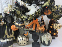 Load image into Gallery viewer, Bethany Lowe Designs Black Feather Tree in Urn shown with Halloween Decorations