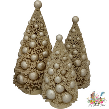 Load image into Gallery viewer, Bethany Lowe Designs Platinum Ivory Bottle Brush Trees, Set of 3, Christmas Decor