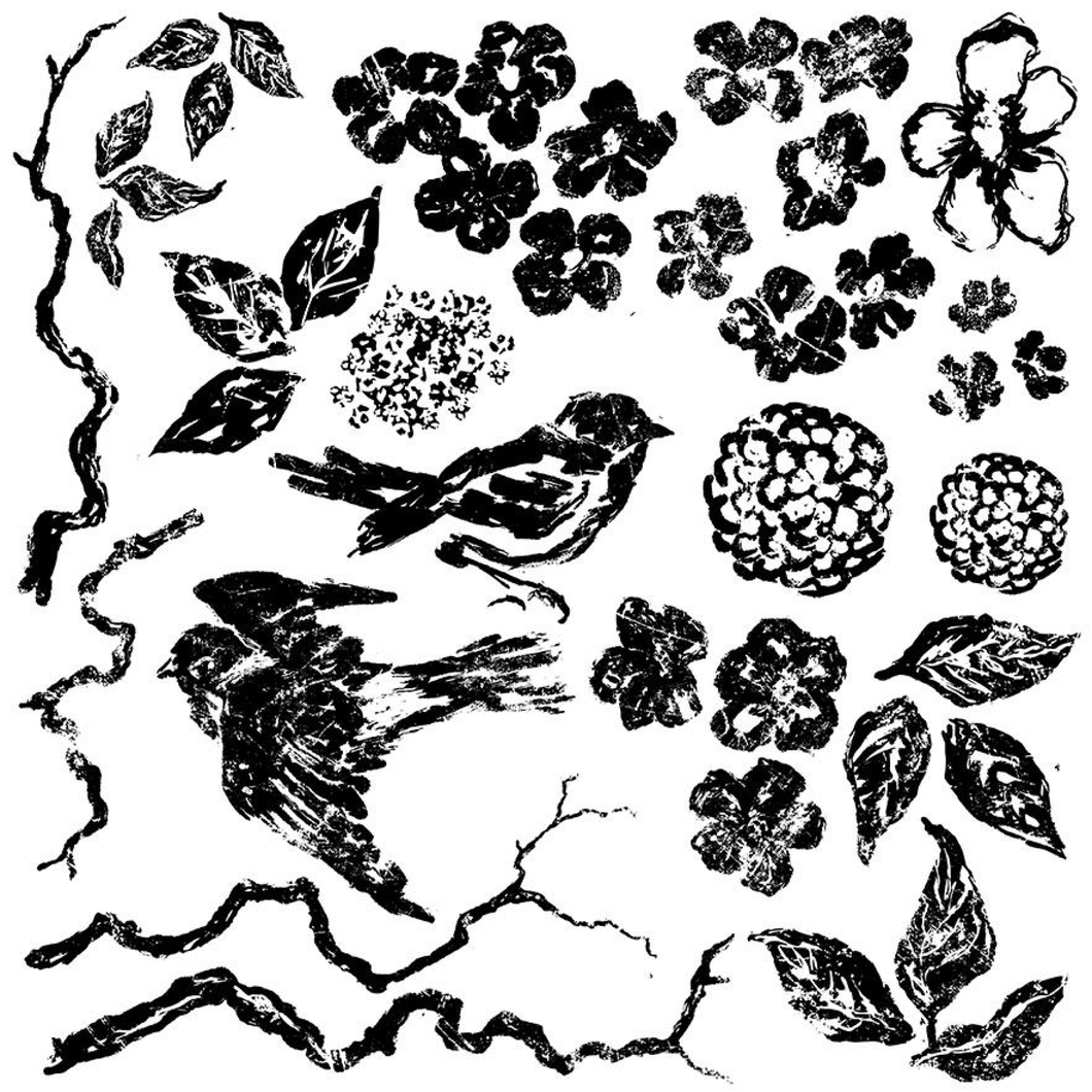 Iron Orchid Designs Birds Branches Blossoms Decor Stamps, IOD