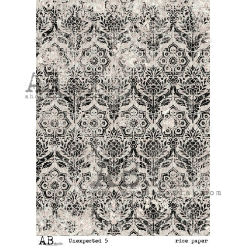 Black Damask Pattern Rice Paper 0084 by ABstudio, 4