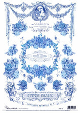 Load image into Gallery viewer, Blue Floral Swags Decoupage Rice Paper by Calambour Italy