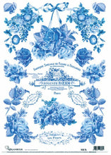 Load image into Gallery viewer, Blue Floral Decoupage Rice Paper by Calambour Italy
