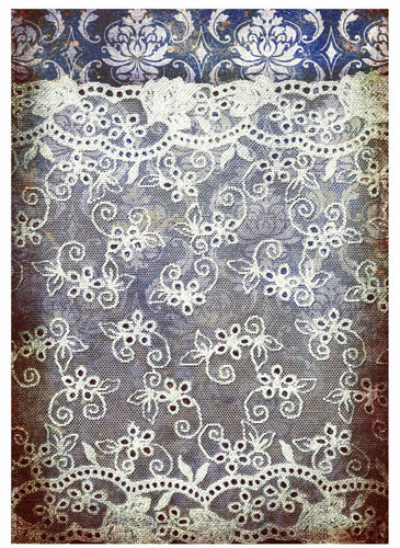 Blue Lace Decoupage Rice Paper by Calambour Italy