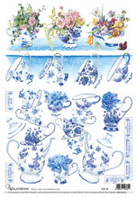 Load image into Gallery viewer, Calambour Italy Blue Teacups Decoupage Rice Paper