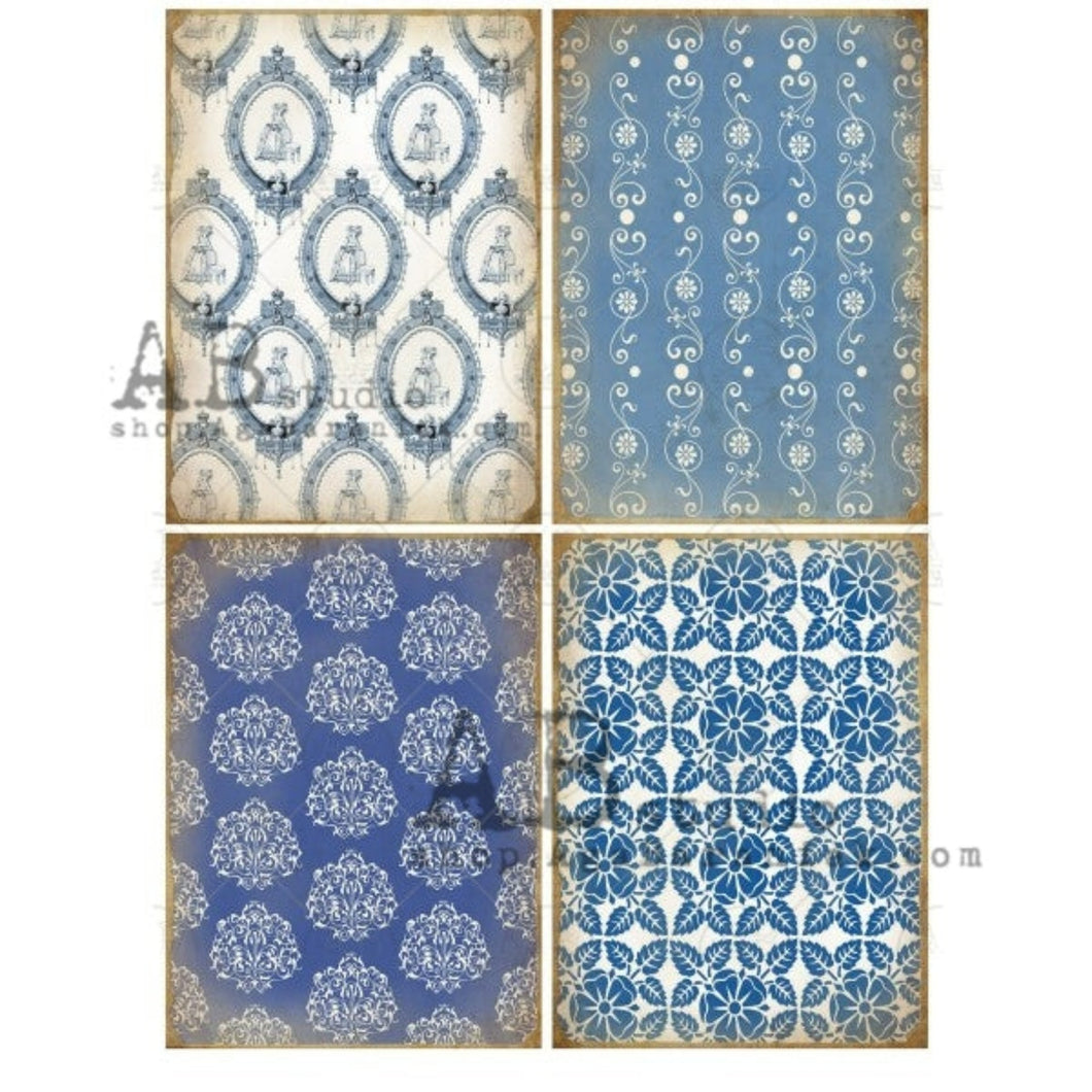 Blue Tile Patterns 0490 Rice Paper by ABstudio, A4