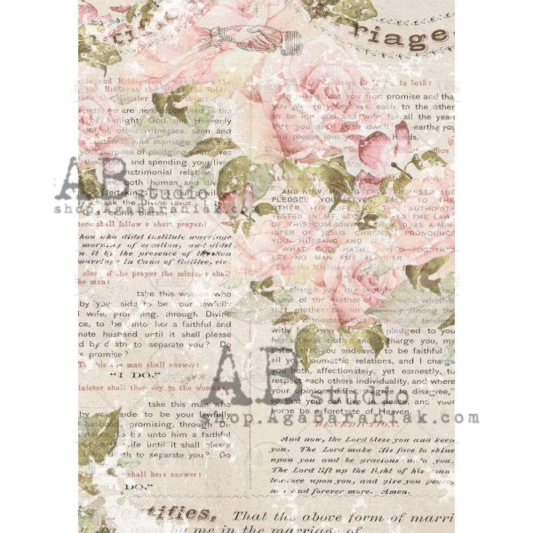 Book Page Floral Rice Paper 0283 by ABstudio, Prayers, Vows