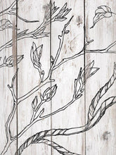 Load image into Gallery viewer, IOD Branches and Vines Stamp shown stamped with black ink onto a painted wood background