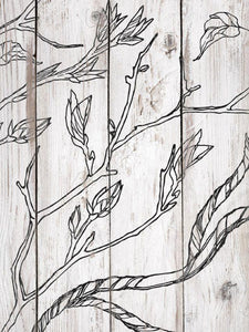 IOD Branches and Vines Stamp shown stamped with black ink onto a painted wood background