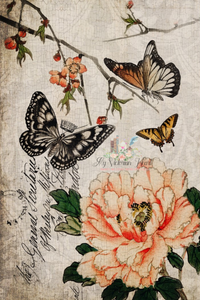 Butterfly Floral Decoupage Paper by Roycycled Treasures, 20" x 30"