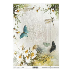 Butterflies and Daisies Rice Paper, R1183 by ITD Collection, Dragonfly