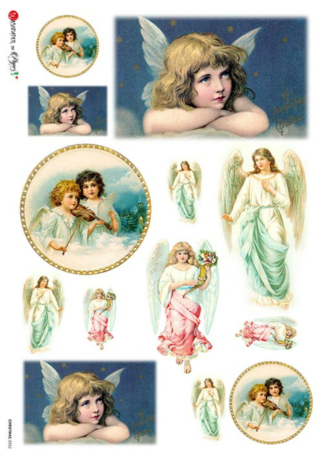 Paper Designs Washipaper Christmas 0262, Victorian Angels Decoupage Paper