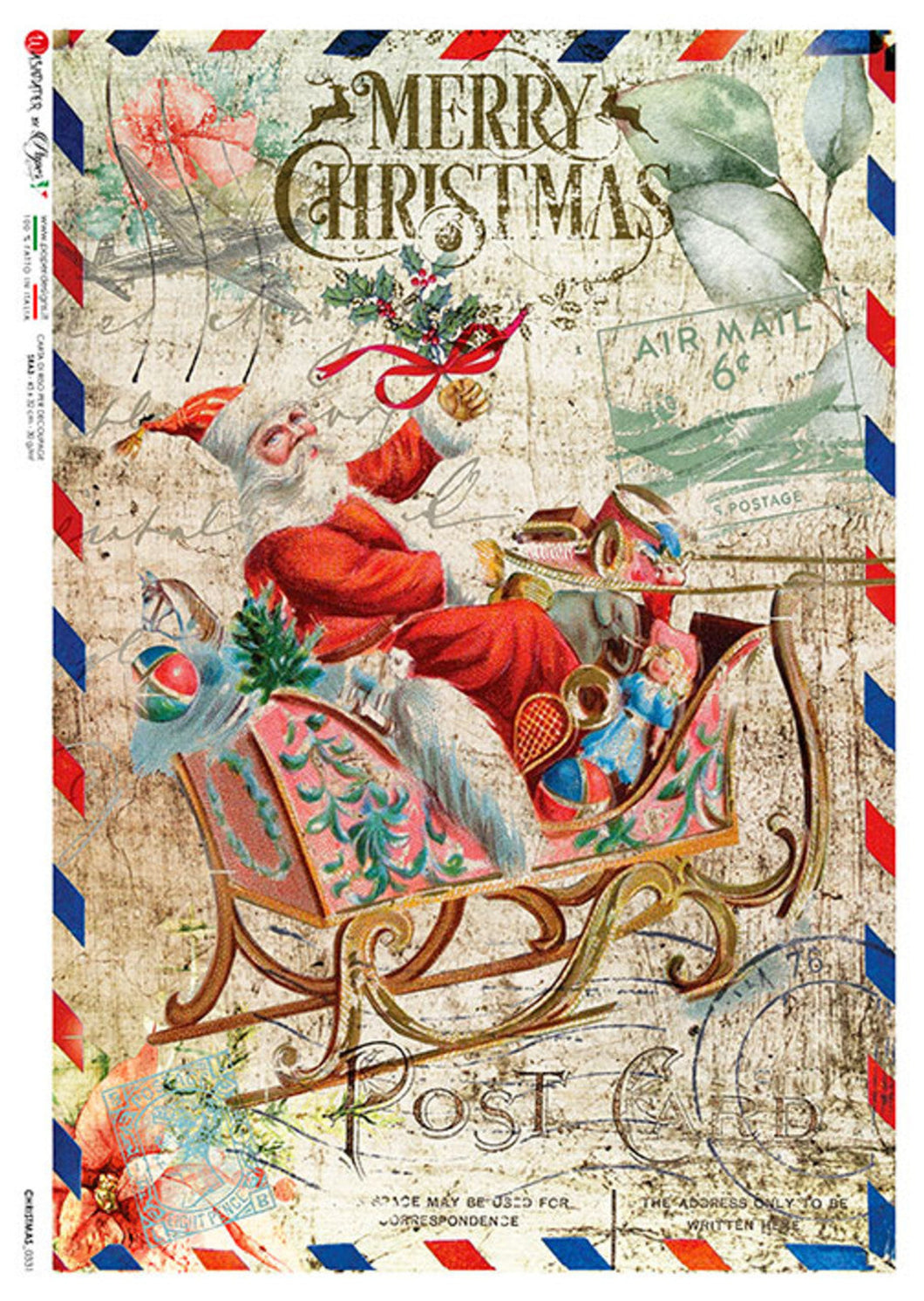 Christmas 0331 Paper Designs Washipaper, Santa, Merry Christmas