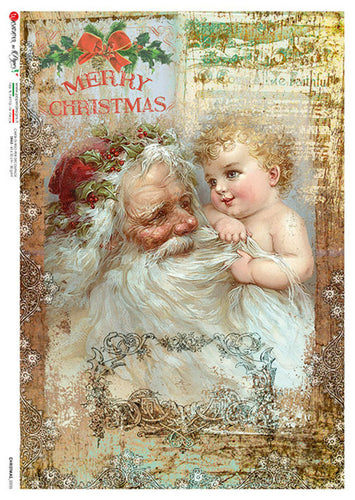 Christmas 0335 by Paper Designs Washipaper, Santa Decoupage Rice Paper