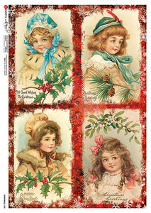 Christmas 0338 Paper Designs Washipaper, Victorian Postcard Portraits Rice Paper