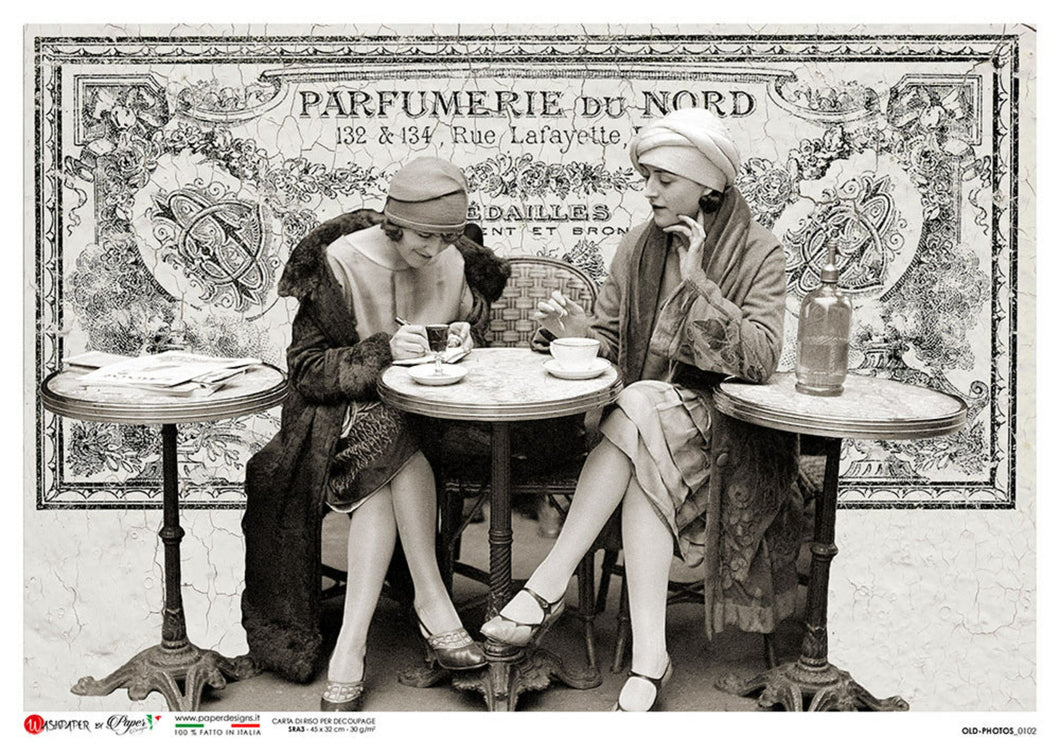 Cafe Scene Old Photos 0102 by Paper Designs Washipaper, Rice Paper, Vintage Paris Ladies