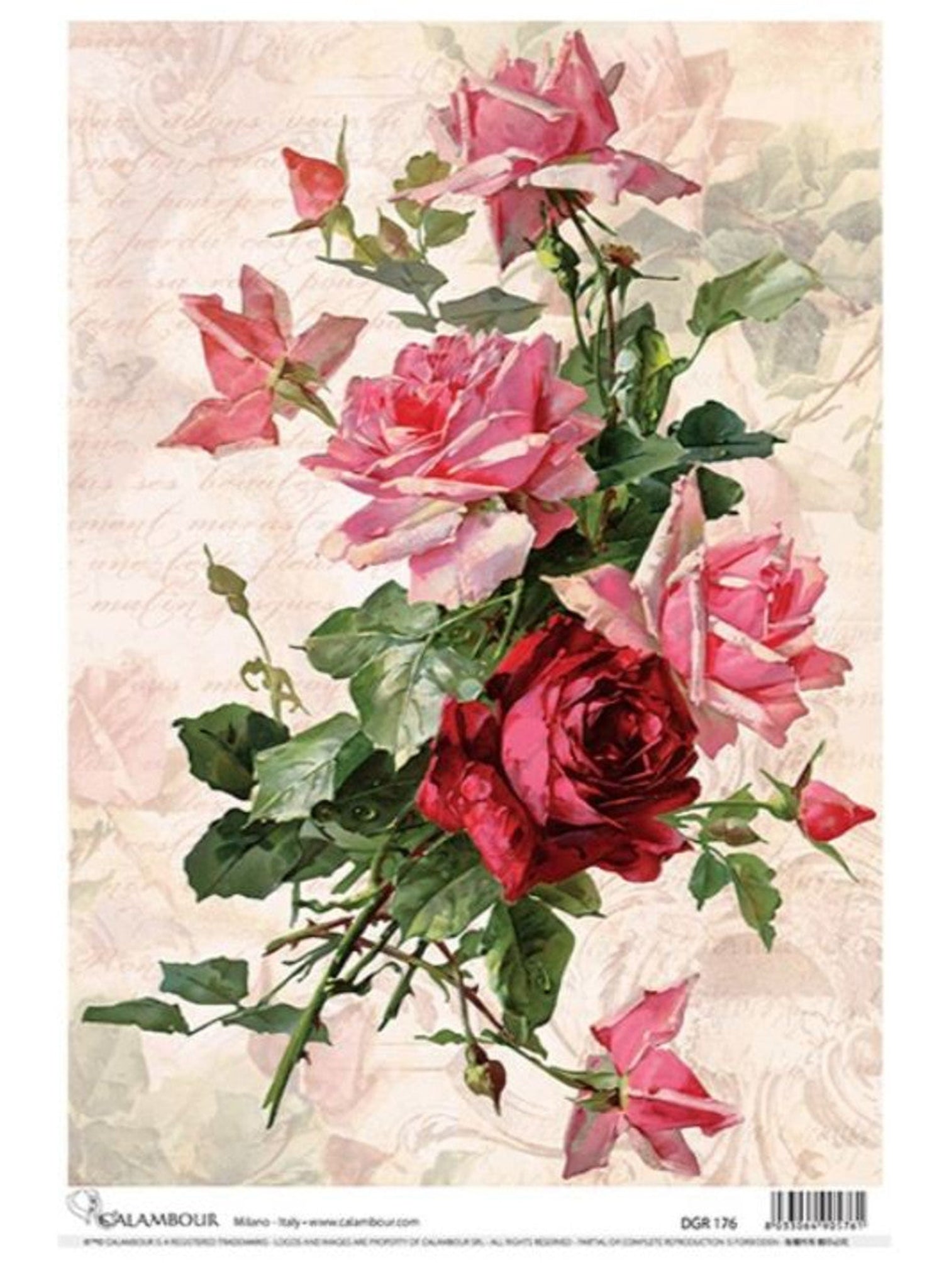 Rosemaryページ Catherine Klein Pink Swag Roses Rice Paper by Calambour