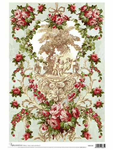 Cherubs and Roses Rice Paper by Calambour Italy, A3 Plus