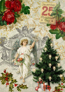 Christmas Angel with Tree Rice Paper by Decoupage Queen, Size A4