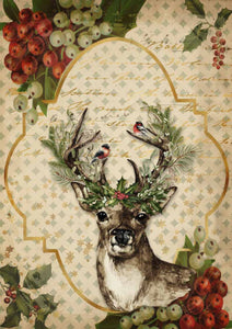 Christmas Reindeer Rice Paper by Decoupage Queen, A4 Size