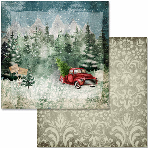 Christmas Collection Scrapbook Paper Set by Decoupage Queen, Red Farm Truck