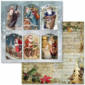 Christmas Collection Scrapbook Paper Set by Decoupage Queen, St. Nicholas tags, Sheet Music