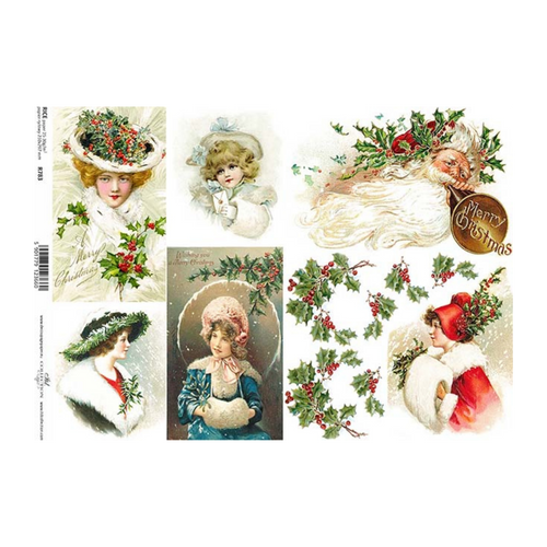 Christmas Finery Holly Rice Paper by ITD Collection, R0783, A4