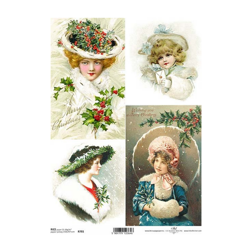 Christmas Finery Portraits Rice Paper by ITD Collection, R0781, A4