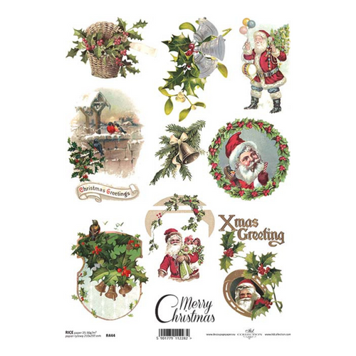 Christmas Greetings Rice Paper by ITD Collection, R0444, A4