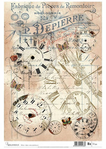 Calambour Italy Clock Collage Decoupage Paper