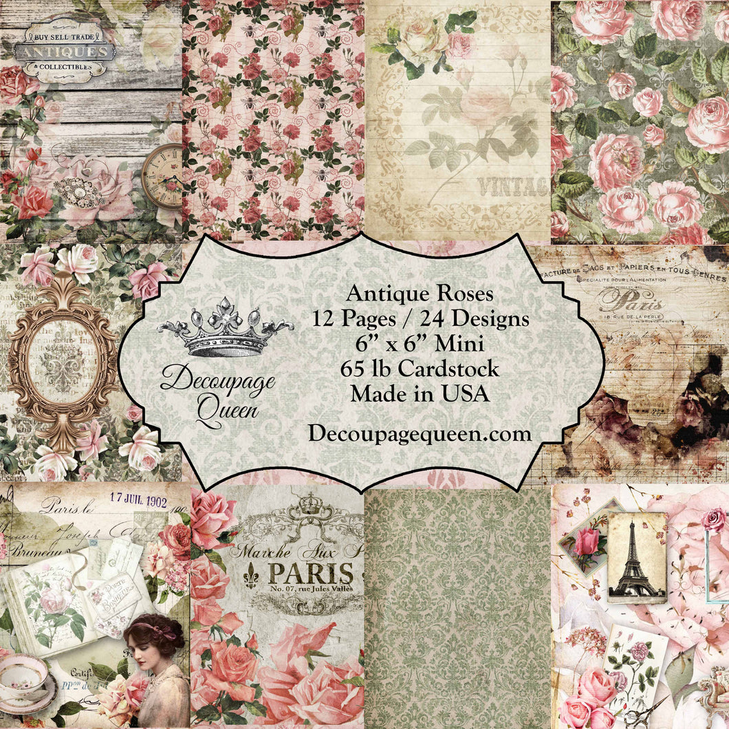 Antique Roses Mini Scrapbook Set by Decoupage Queen, 6