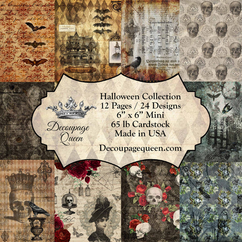 Halloween Mini Scrapbook Set, Decoupage Queen, 12 pgs, 24 Designs