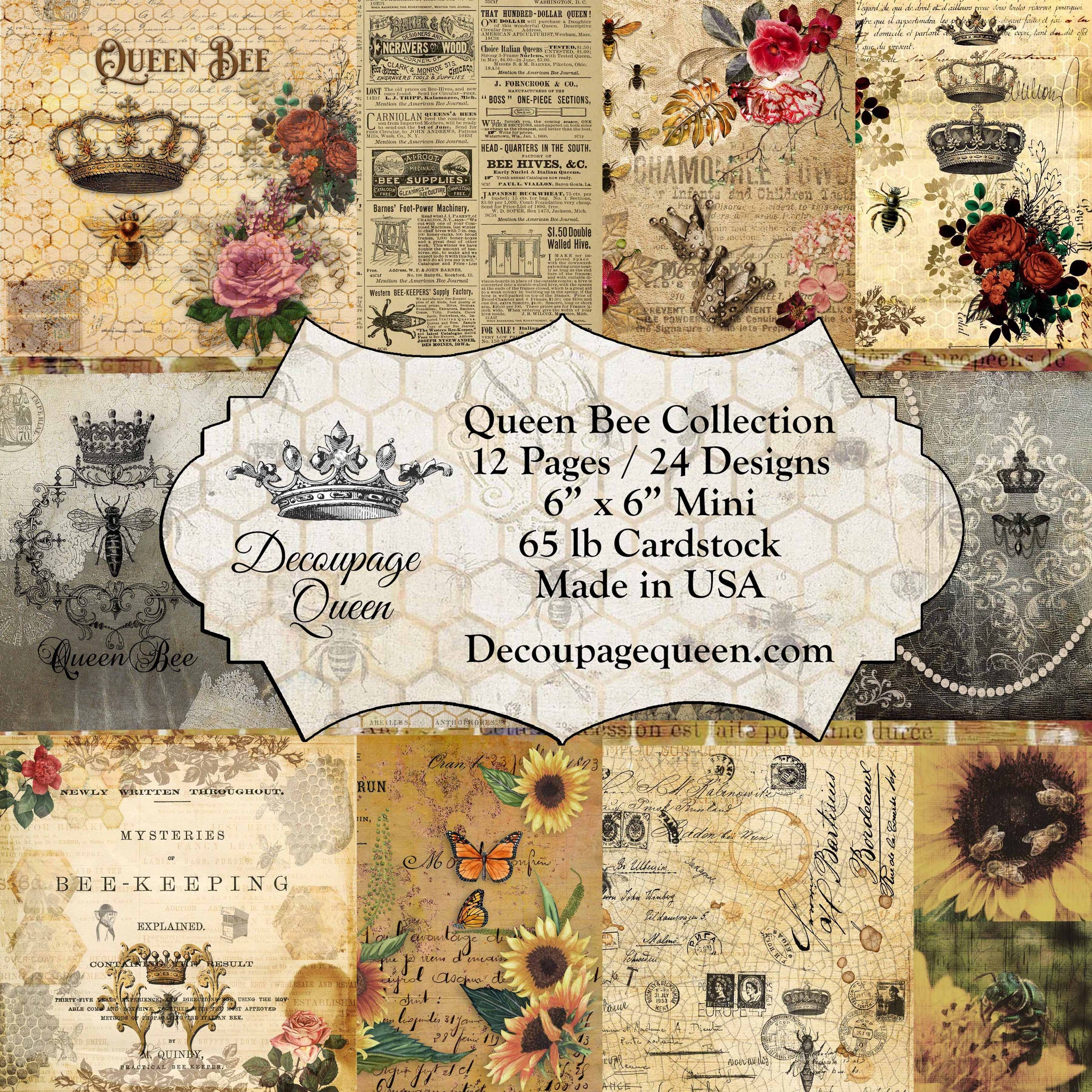 Queen Bee Mini Scrapbook Paper Set by Decoupage Queen 6 x 6 – My