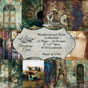 Weathered and Worn Mini Scrapbook Set by Decoupage Queen, Cover, 6" x 6'