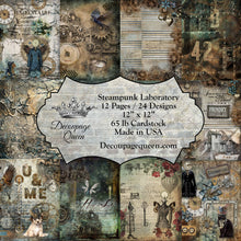 Load image into Gallery viewer, Steampunk Laboratory Scrapbook Collection by Decoupage Queen, 24 Designs, Cover 