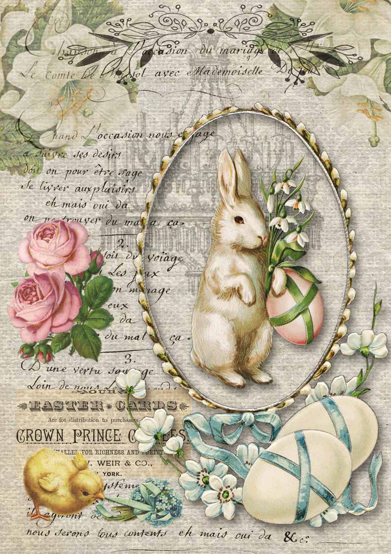Nancy's Spring Bunny Rice Paper by Decoupage Queen, A4