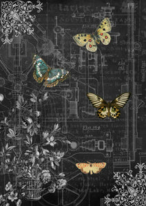 Mechanical Butterflies Rice Paper by Decoupage Queen, A4