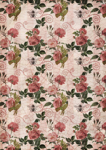 Roses and Stripes Rice Paper by Decoupage Queen