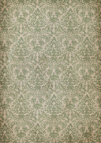 Wallpaper Damask Rice Paper by Decoupage Queen, Sage Green 