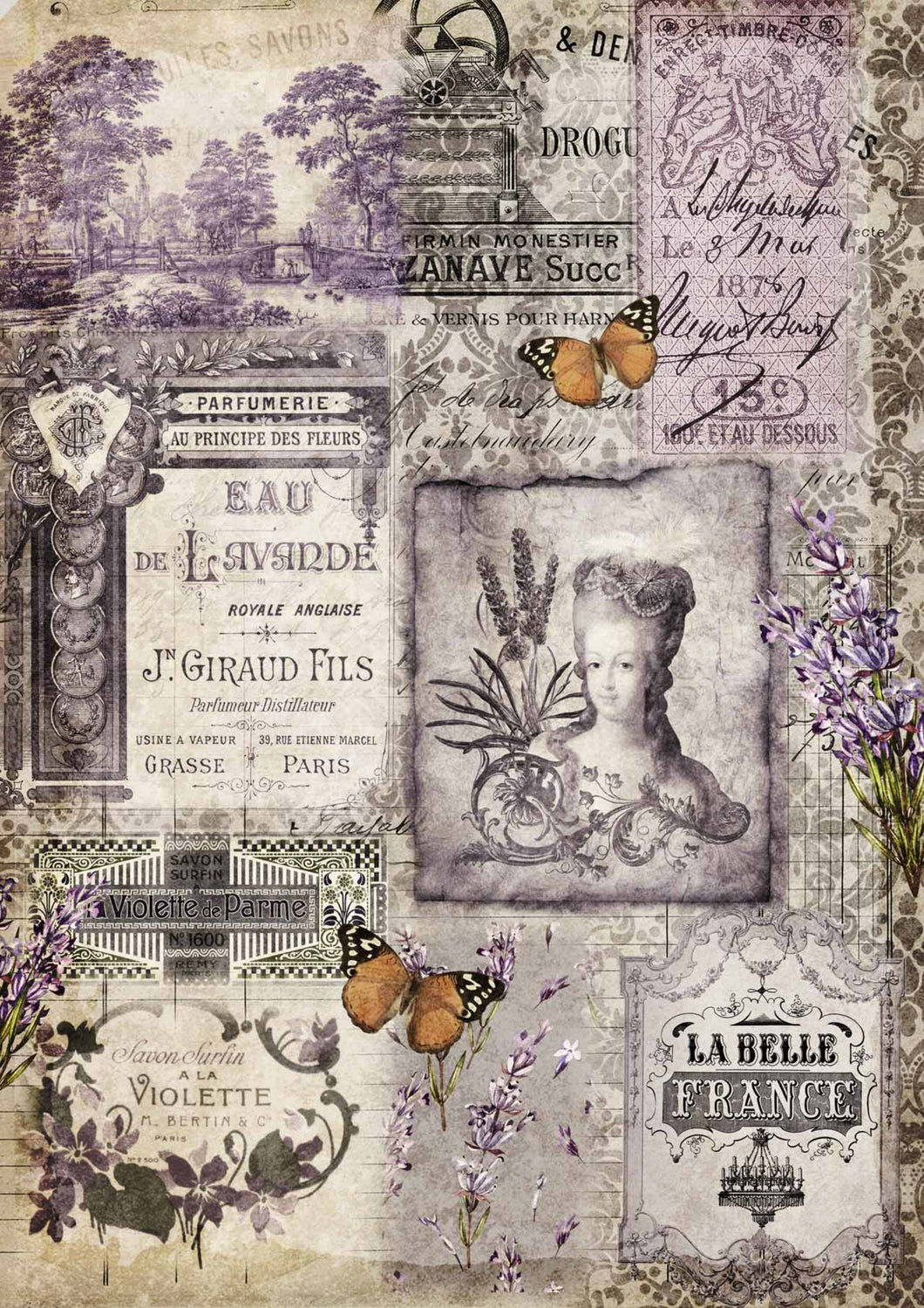 The Belle of France Rice Paper by Decoupage Queen
