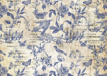 Load image into Gallery viewer, Blue Flight Rice Paper by Decoupage Queen, Bird Toile 