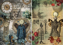 Load image into Gallery viewer, Steampunk Sisters Rice Paper by Decoupage Queen, Victorian Elements, Dress Forms